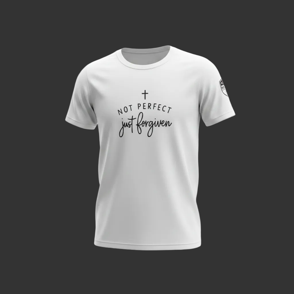 Not Perfect Just Forgiven T-Shirt | Veteran-Owned | Plymouth, MI
