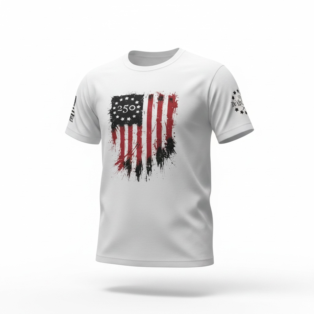 America 250 Distressed Flag T-Shirt | Veteran-Owned | Plymouth, MI