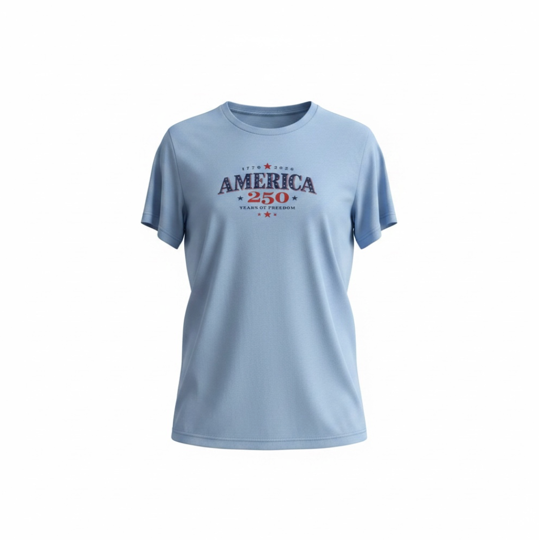 America 250 Years of Freedom Women's T-Shirt | Veteran-Owned | Plymouth, MI