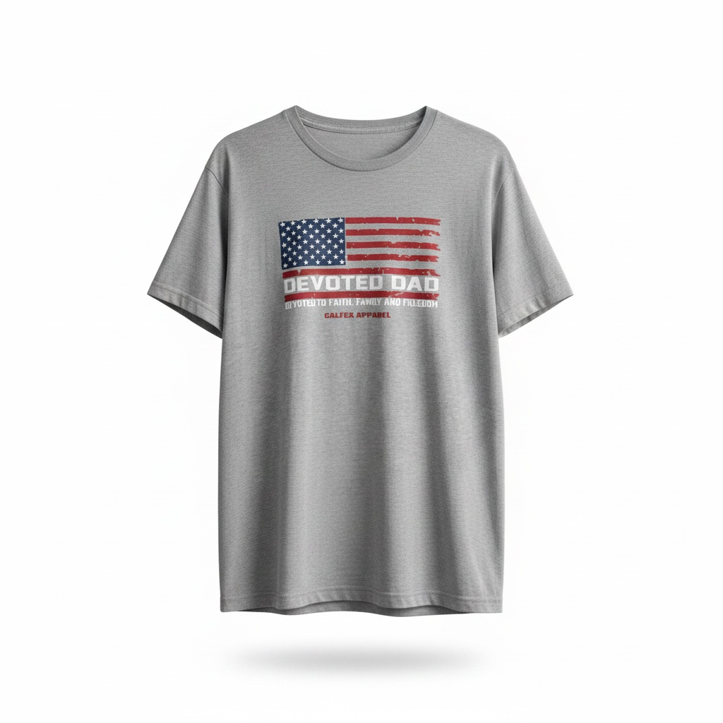 Devoted Dad American Flag T-Shirt | Veteran-Owned | Plymouth, MI