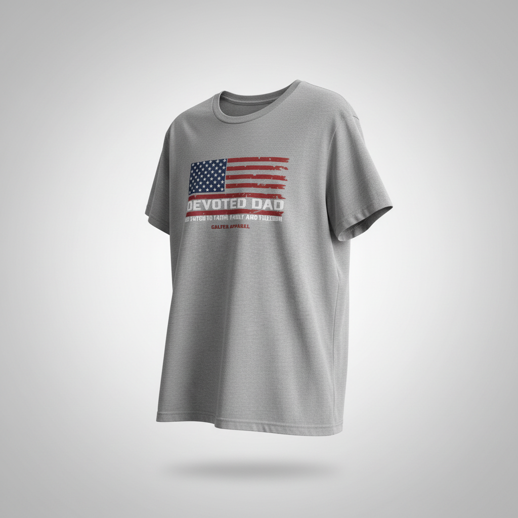 Devoted Dad American Flag T-Shirt | Veteran-Owned | Plymouth, MI